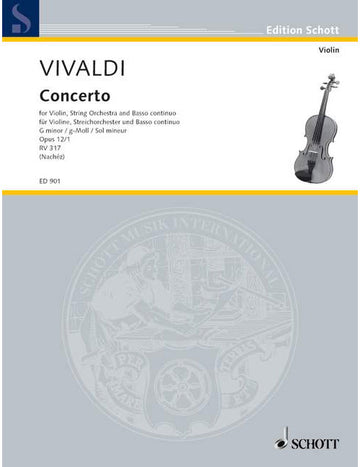 VIVALDI ANTONIO - CONCERTO G MINOR OP 12/1 RV 317 / PV 343