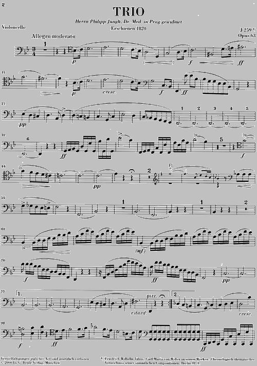 WEBER C.M.V. - TRIO G MINOR OP. 63 FOR PIANO FLUTE AND VIOLONCELLO