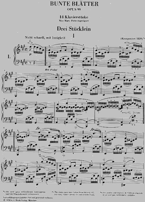 SCHUMANN R. - COLOURED LEAVES (BUNTE BLÄTTER) OP. 99