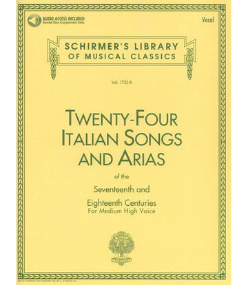 24 Italian Songs & Arias Of The 17TH & 18TH Centuries - Medium High Voice + MP3