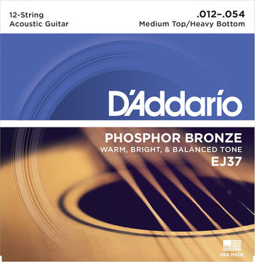 EJ37 12-STRING PHOSPHOR BRONZE ACOUSTIC GUITAR STRINGS MEDIUM TOP/HEAVY BOTTOM 12-54