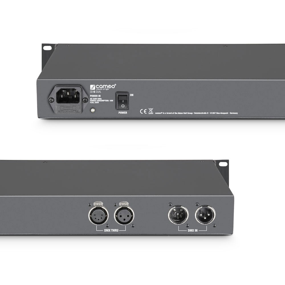 SB 6 DUAL - DMX-SPLITTER-BOOSTER mit 6 KANLEN (3-PUNKT-XLR UND 5-PUNKT-XLR)