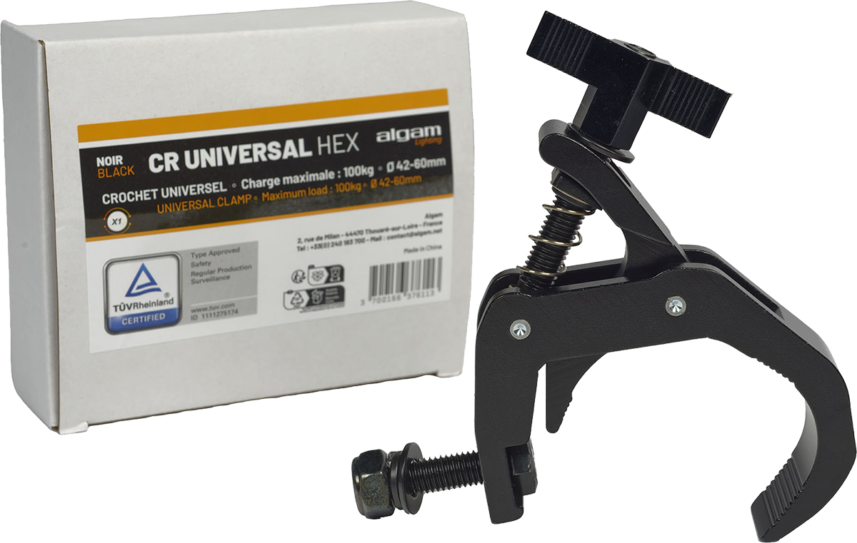 Black universal hook - Hexagonal nut