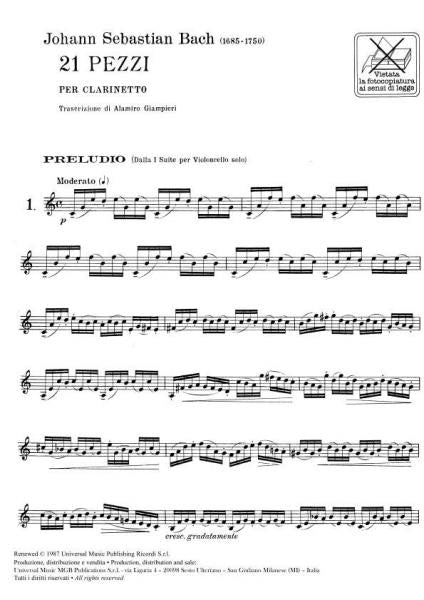 Bach J.S. - 21 Pezzi - Clarinette