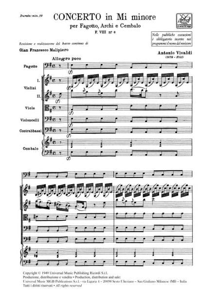 Vivaldi A. - Konzert in e-Moll RV 484 - F.viii/6 - Fagott
