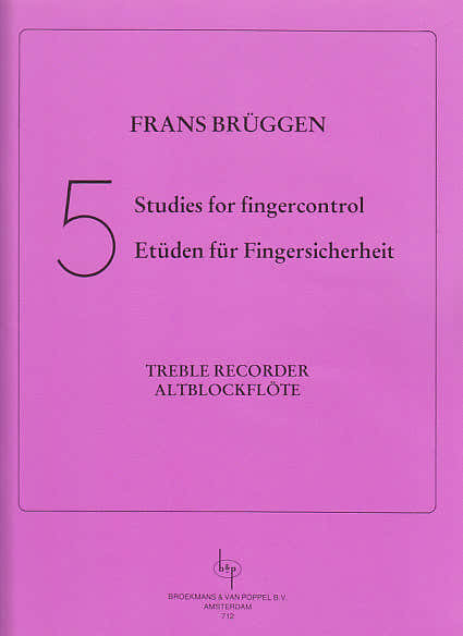 Bruggen 5 Studies For Fingercontrol Treble Recorder