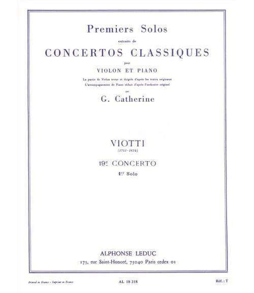VIOTTI G.B. - SOLO N°1 DU CONCERTO N°19 - VIOLINE & KLAVIER