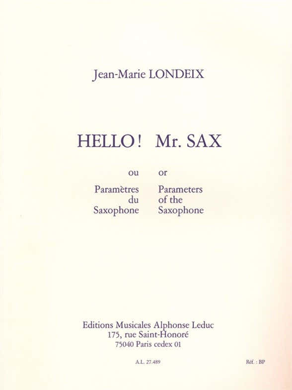 Hello! Mr. Sax oder Saxophonparameter