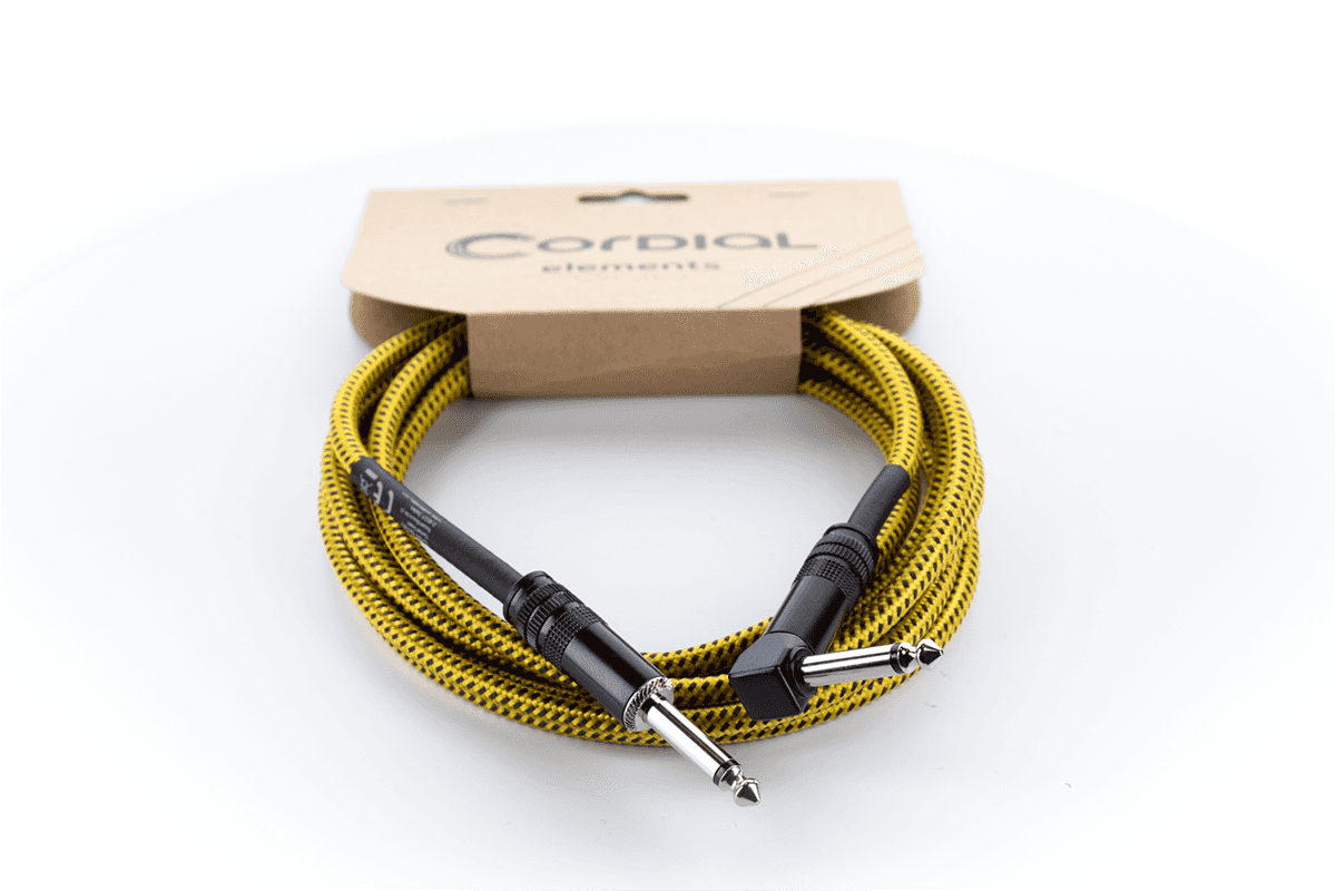 Gitarrenkabel Klinke Gerade /Abgewinkelt 3 M Tweed Gelb