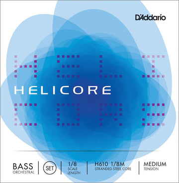 STRINGS SET FOR DOUBLE BASS ORCHESTRA HELICORE NECK 1/8 TENSION MEDIUM