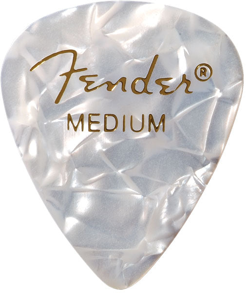 Fender Premium Zelluloid 351-Form Plektren Medium White Moto 12er-Pack