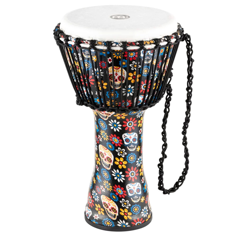 PERCUSSION 10" ROPE TUNED TRAVEL SERIES DJEMBE SYNTHETIC HEAD (PATENTED) DAY OF THE DEAD
