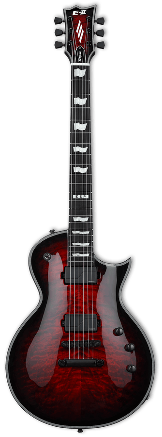 E-II Eclipse Quilted Maple Fluence Durchsichtig Schwarz Kirschrot Sunburst