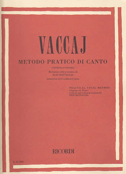 Vaccaj Metodo Pratico Di Canto (S Ou T) Avec CD