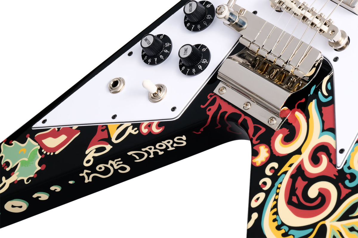 Flying V Signature Jimi Hendrix "Love Drops" Lh Ebenholz