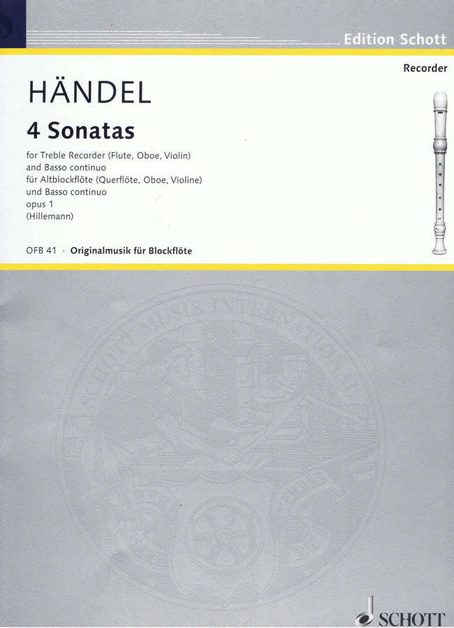 Handel George Frideric - Vier Sonaten Op. 1 - Altblockflöte und Basso continuo Violoncello ad lib.
