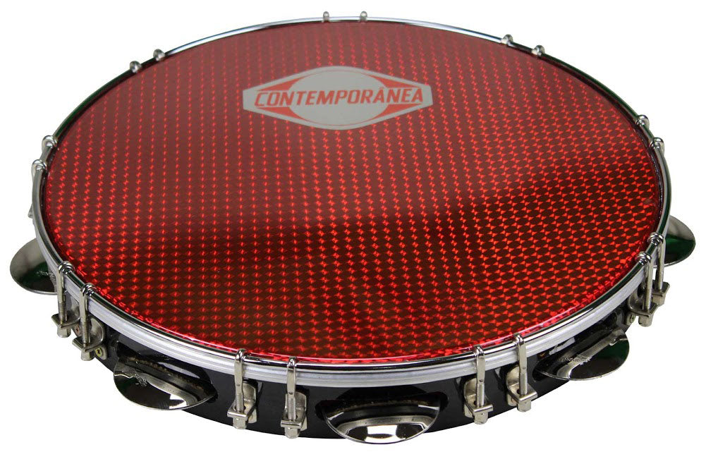 C-PF12-01BR - PANDEIRO 12" BLACK - SKIN RED - BLAGER