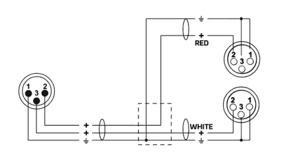 Y-Kabel XLR-Stecker / 2 XLR-Buchsen 30 CM