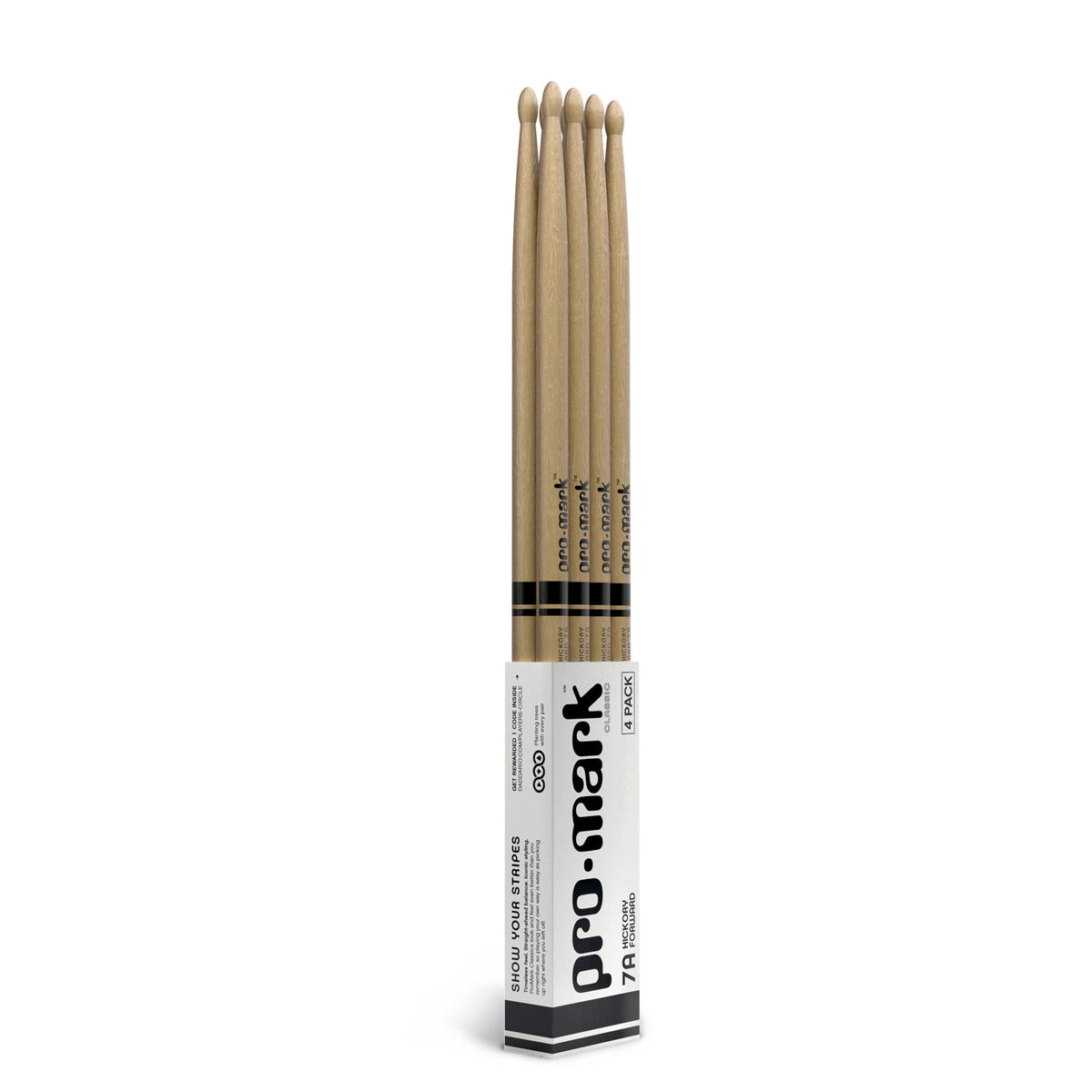 Promark CLASSIC FORWARD 7A HICKORY OVAL WOOD TIP 4-PACK