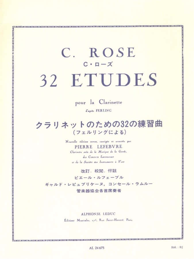 Rose C. - 32 Etudes D'apres Ferling - Clarinette Sib