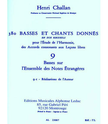 CHALLAN H. - 380 BASSES ET CHANTS DONNES VOL.9C REALISATION