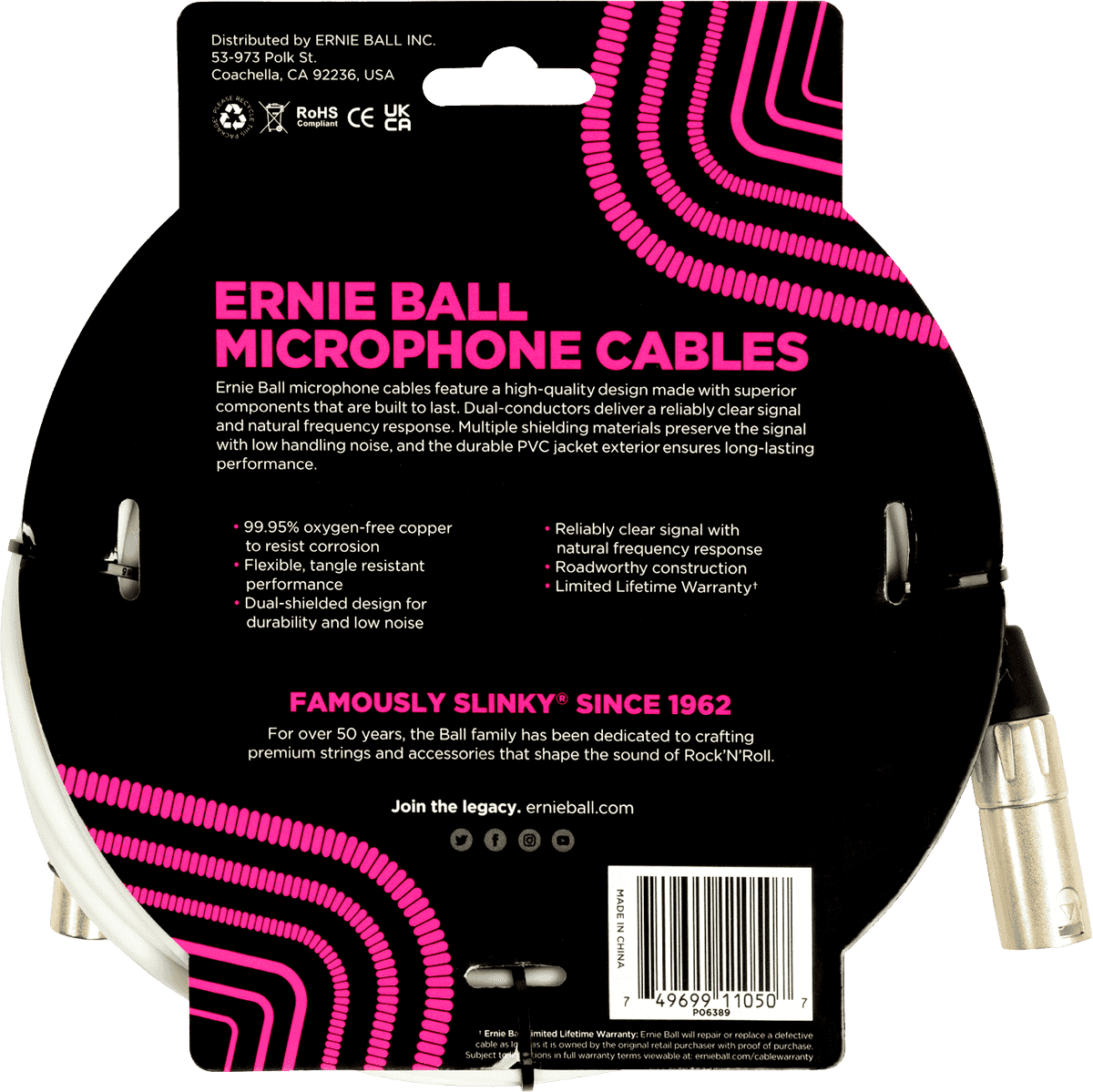 Mikrofonkabel Klassisch XLR-Stecker/XLR-Buchse 6M Weiß