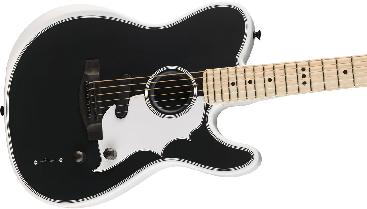 Telecaster Acoustasonic Triplesonic Signature Jack White LTD MN Satin-Arktisweiß mit schwarzer Decke