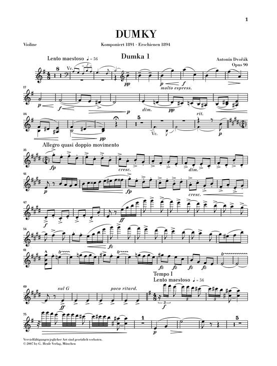 Dvorak A. - Dumky – Trio For Piano Violin And Violoncello Op. 9