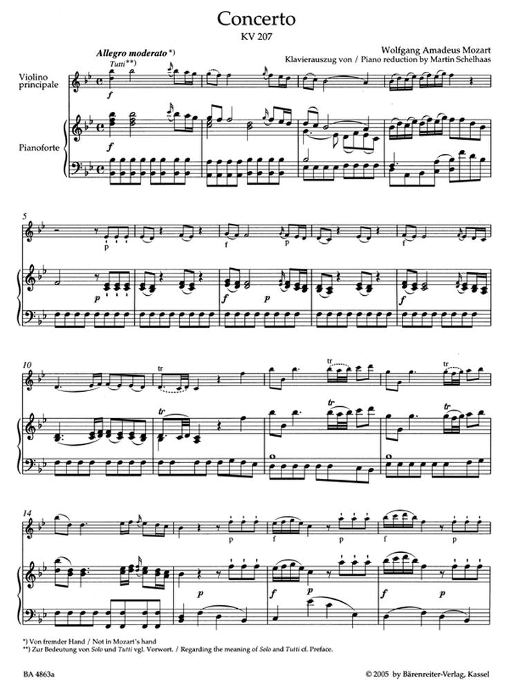Moz W.A. - Konzert N°1 In B-Dur Kv 207 - Violine Klavier