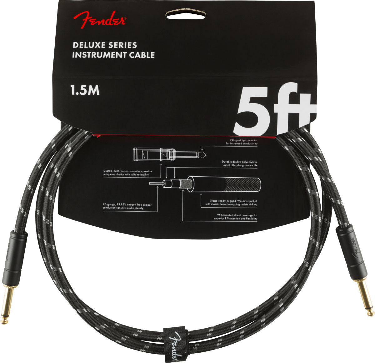 DELUXE INSTRUMENTS CABLE STRAIGHT/STRAIGHT 5' BLACK TWEED