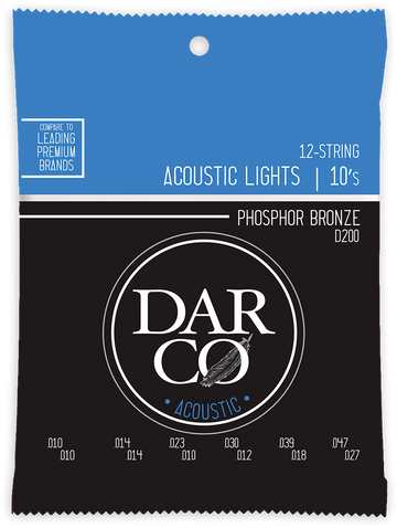 ACOUSTIC STRINGS 92/8 PHOSPHORE BRONZE DARCO ACOUSTIC SET 12 STRINGS LIGHT 92/8