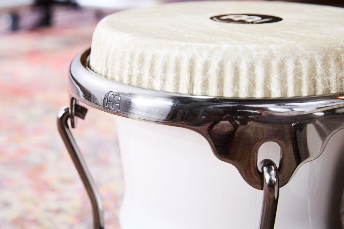 Artist Series Bongo Roberto Serrano REMO® Fiberskyn Heads - 7" & 8 1/2" Pearl White