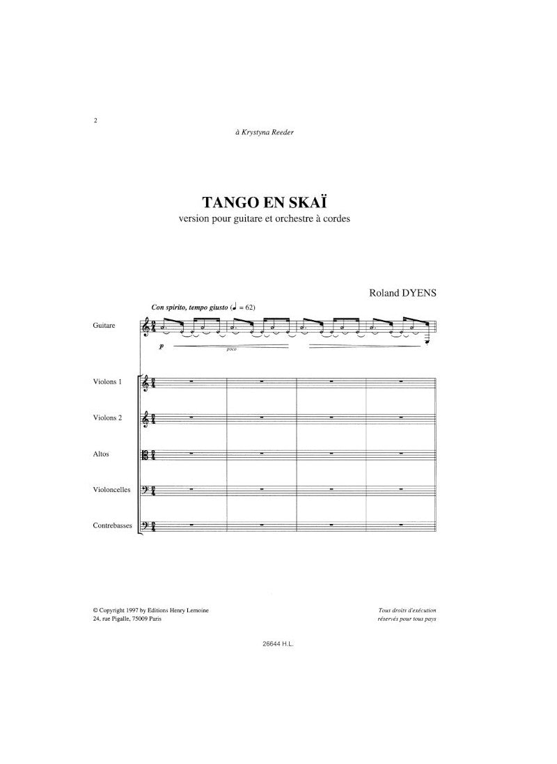 ROLAND DYENS - TANGO EN SKAI - GUITARE ET ORCHESTRE