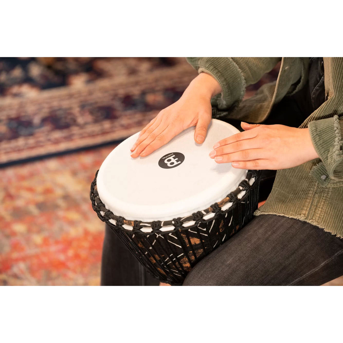 PERCUSSION 10" ROPE TUNED TRAVEL SERIES DJEMBE SYNTHETIC HEAD (PATENTED) KANGA SARONG