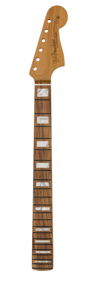 Gerösteter Jazzmaster Hals Block Inlays 22 Medium Jumbo Bünde 9.5" Radius Pau Ferro Modern C Profil