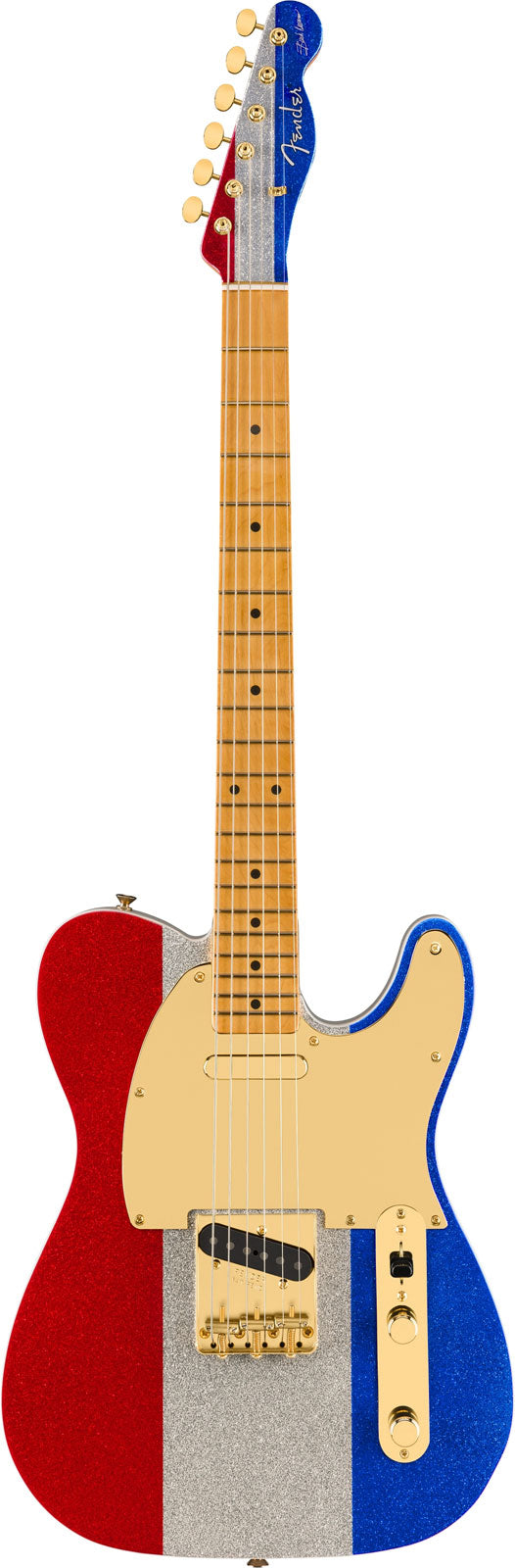 Telecaster Signature Buck Owens Mn Roter silberner blauer Glitzer