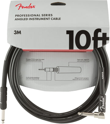 PROFESSIONAL INSTRUMENT CABLE STRAIGHT-ANGLE 10' BLACK