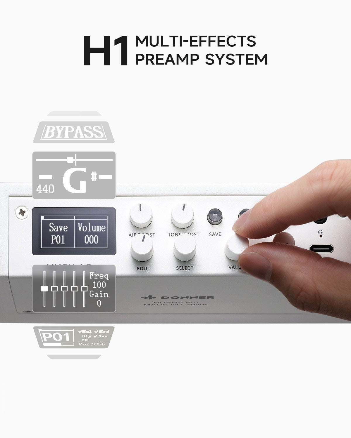 HUSH-I Pro Travel Guitar Weiß