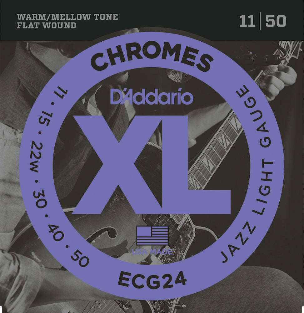 D'ADDARIO ECG24 CHROMES FLAT WOUND ELECTRIC GUITAR STRINGS JAZZ LIGHT 11-50