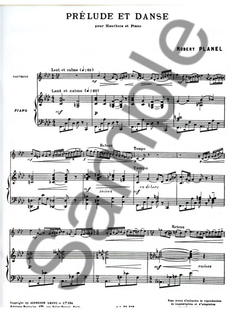 Planel Robert - Prelude et Danse - Hautbois & Piano