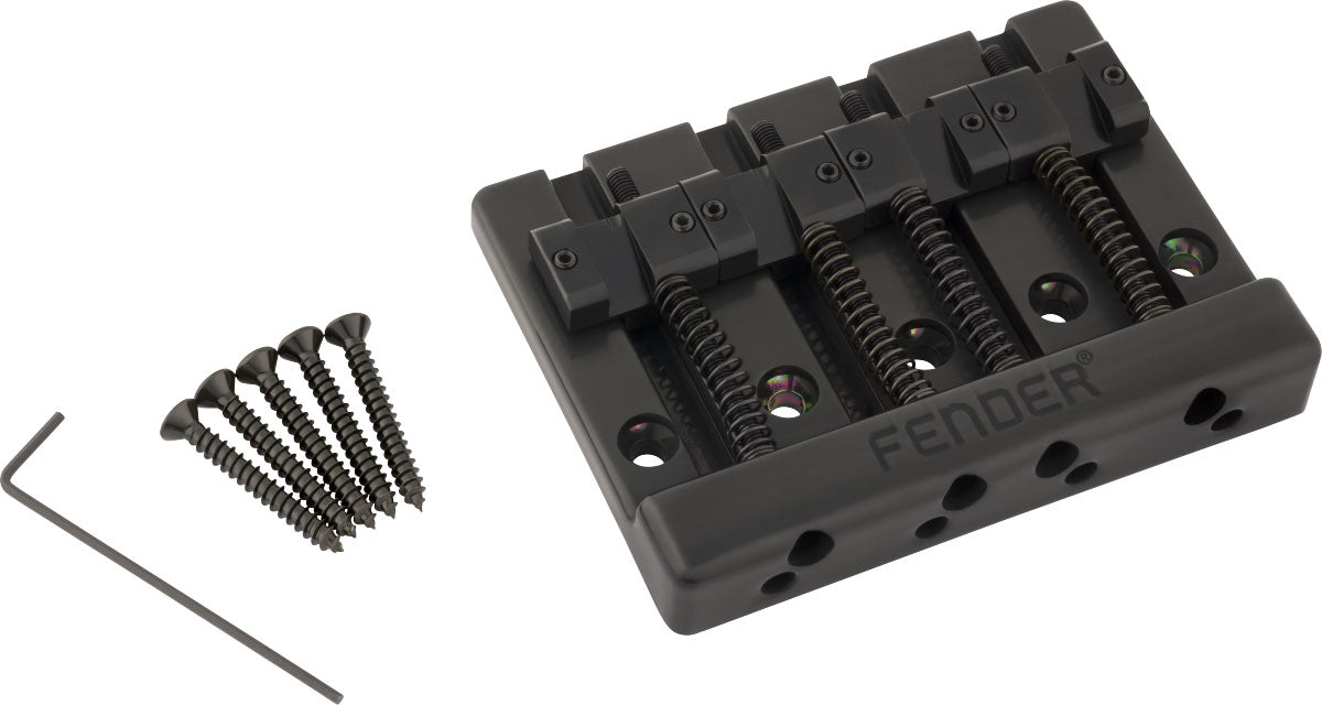 Fender HiMass 4-Saiten-Bassbrücken-Baugruppe mit Messingreitern Schwarz