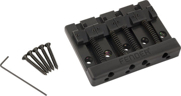 Fender HiMass 4-Saiten-Bassbrücken-Baugruppe mit Messingreitern Schwarz
