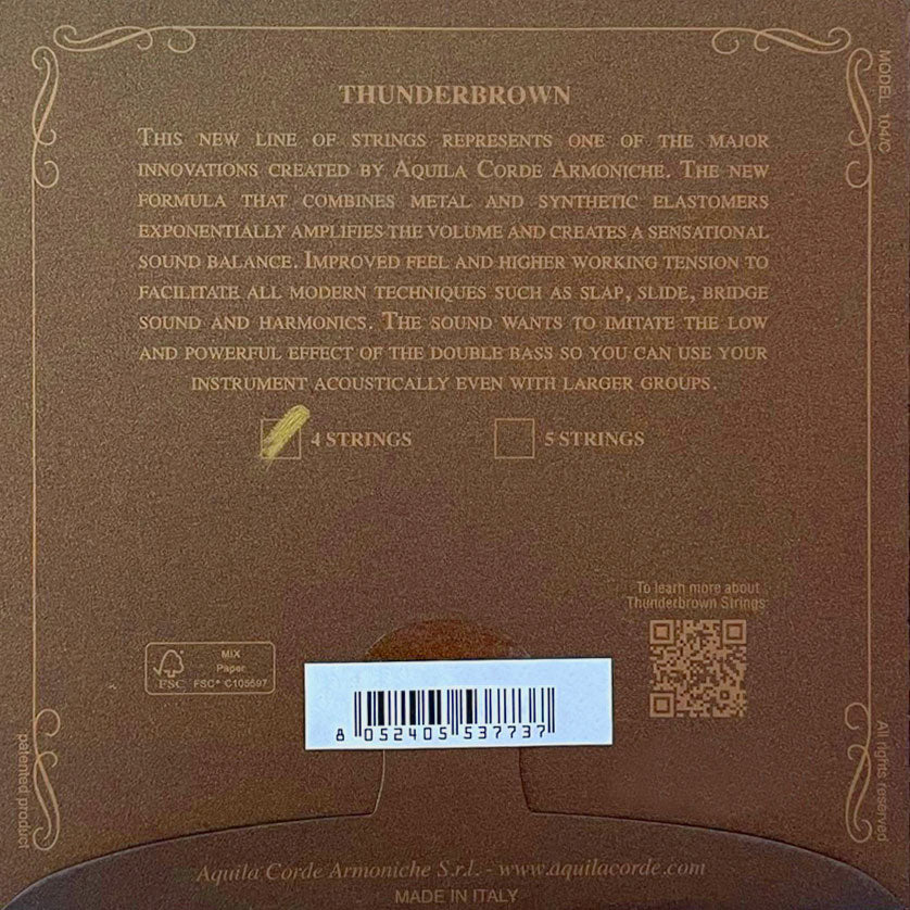 Satz von 4 Thunderbrown-Saiten für Bass-Ukulele