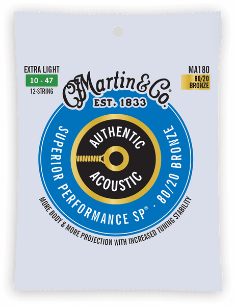 C.F. Martin & Co MA180 AUTHENTIC SP EXTRA LIGHT 80/20 BRONZE EX. LIGHT 10-14-23-30-39-47 12 STRINGS