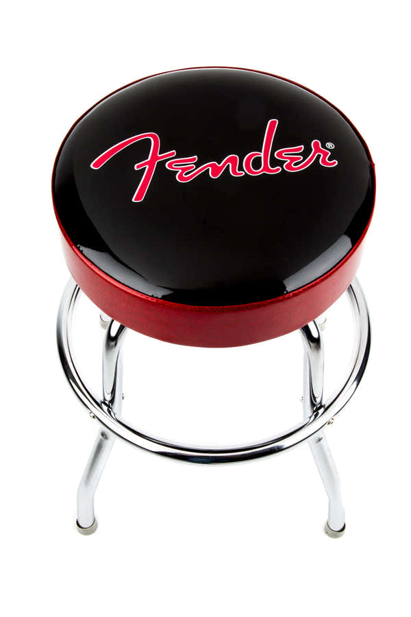 Red Sparkle Logo Barstool Black Red Sparkle-Chrome 24"