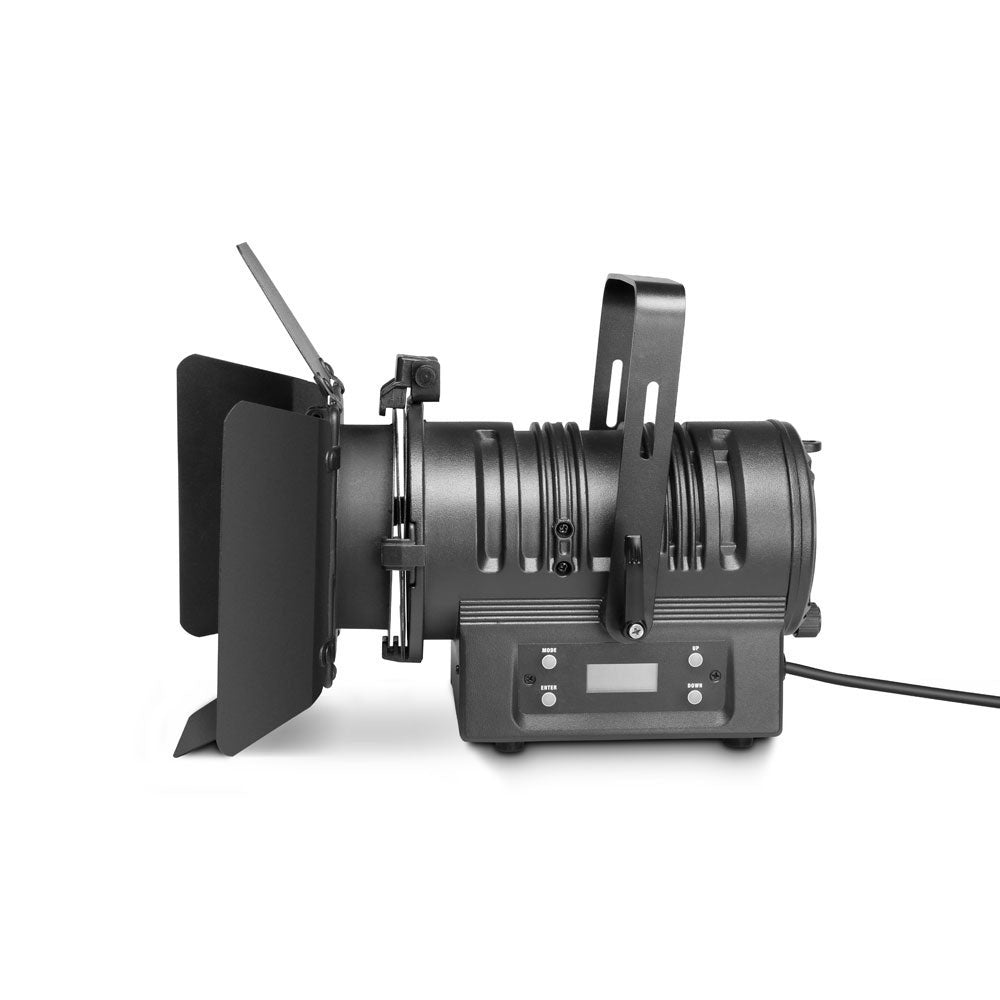 TS 40 WW - THEATER SPOTLIGHT MIT CONVEX CONVEX-OBJEKTIV UND 40 W WARM WEISSER LED SCHWARZES GEHUSE