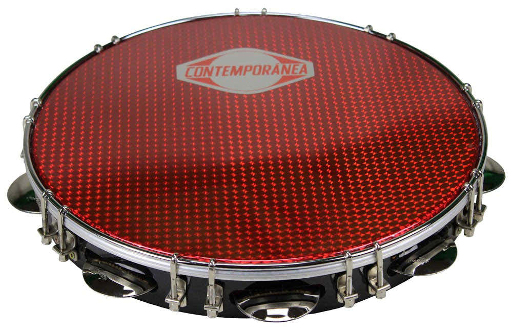 C-PF12-1BR - Pandeiro 12" Schwarz - Rotes Fell - Überholt