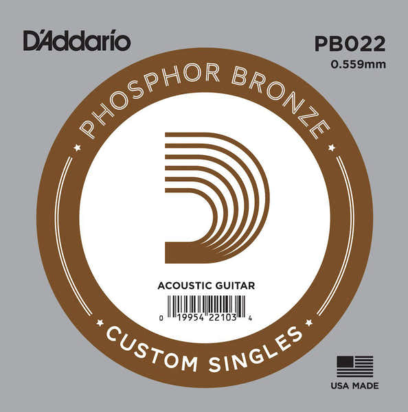 D'ADDARIO PB022 PHOSPHOR BRONZE WOUND ACOUSTIC GUITAR SINGLE STRING .022