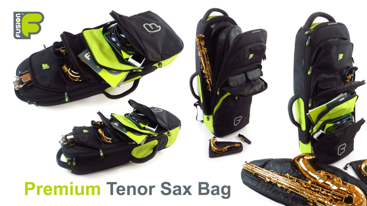 Premium Schwarze/Grüne Tenorsaxophon-Tasche