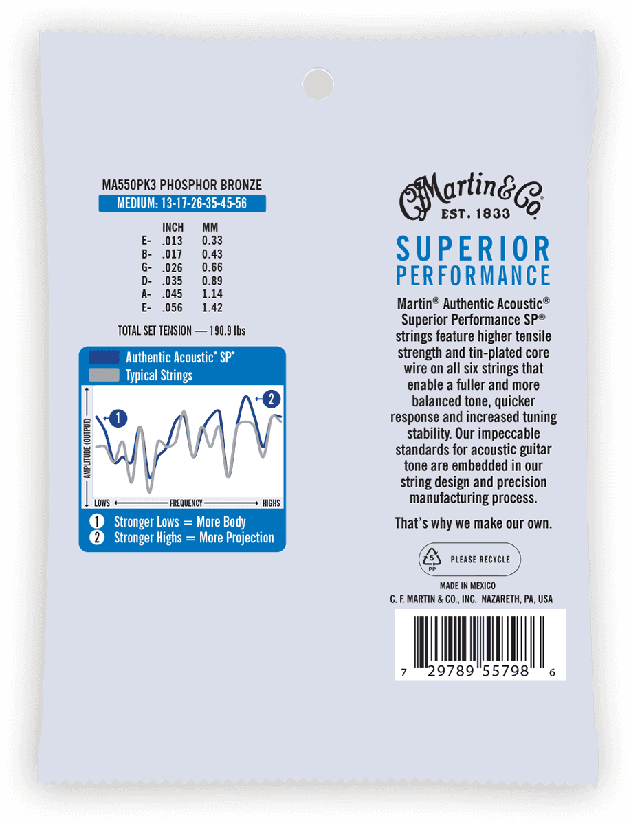 MA550PK3 AUTHENTIC SP PACK 3 MEDIUM PHOSPHOR BRONZE MEDIUM 13-17-26-35-45-56